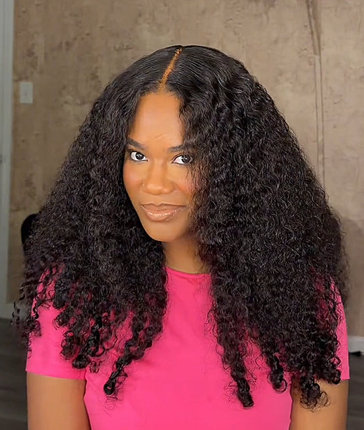 Moshe Burmese Curly End Wigs Glueless Wear Go Wig HD 13X4 Lace with Bleached Knots