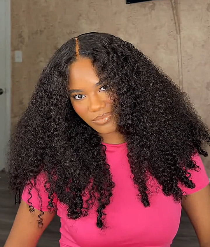 Moshe Burmese Curly End Wigs Glueless Wear Go Wig HD 13X4 Lace with Bleached Knots