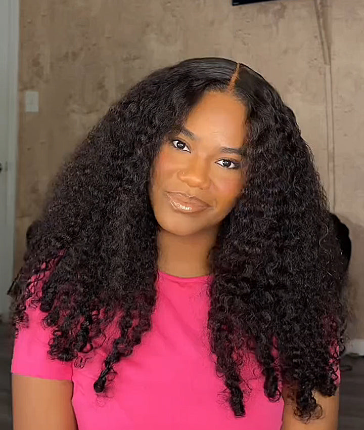 Moshe Burmese Curly End Wigs Glueless Wear Go Wig HD 13X4 Lace with Bleached Knots