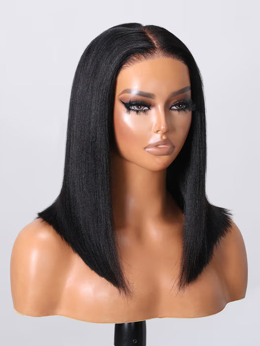 Moshe 12A 13x4 Yaki Straight Bob Wigs Glueless Lace Natural Look 180% Density