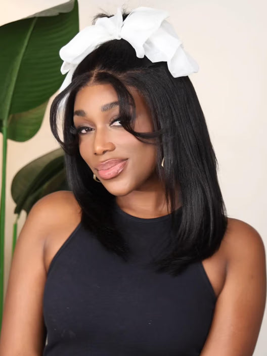 Moshe 12A 13x4 Yaki Straight Bob Wigs Glueless Lace Natural Look 180% Density