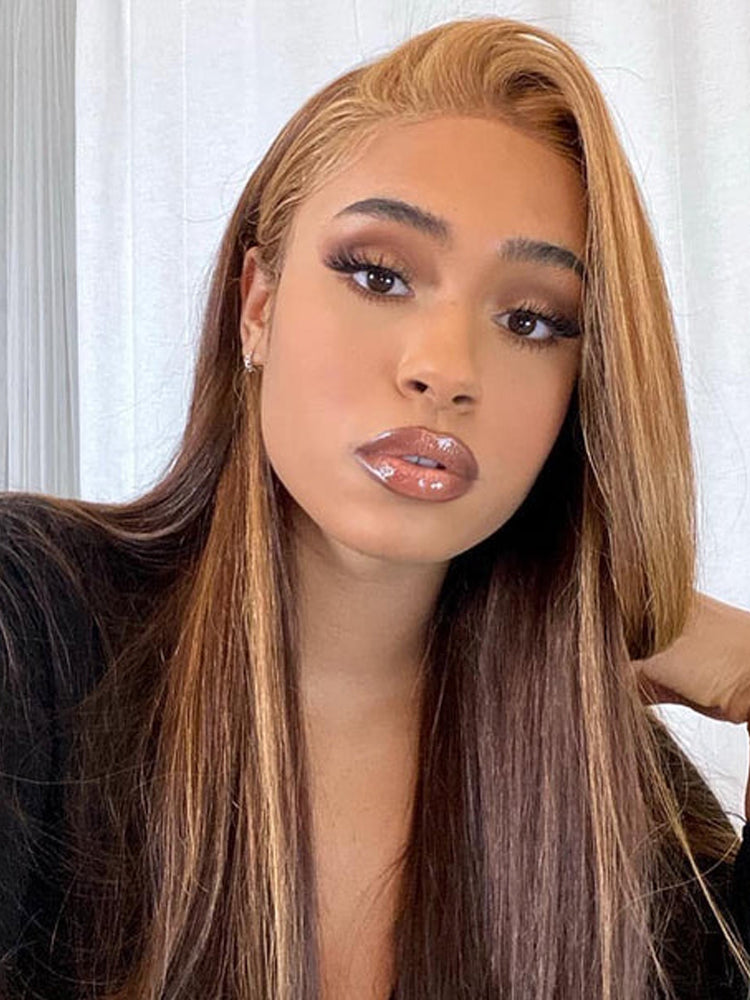 Moshe P4/27 Highlight  Honey Blonde Wig Glueless Straps 13X4 Lace Invisiable Knots