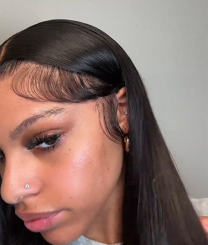 Moshe Glueless Pre Hairline Edge Wear Go Wig Straight HD 13X4 Lace with Bleached Knots