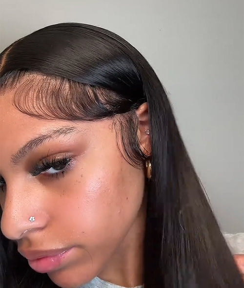 Moshe Glueless Pre Hairline Edge Wear Go Wig Straight HD 13X4 Lace with Bleached Knots