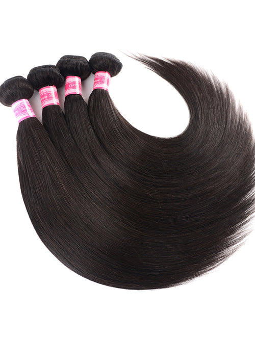 Moshe 12A 3/4 Straight Bundles with Closure/Frontal No Shedding Human Hair
